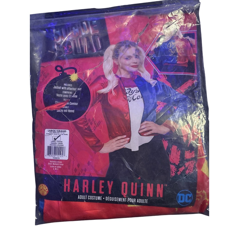 DC Harley Quinn Suicide Squad Adult Costume Jacket Shirt Red Blue Size Large